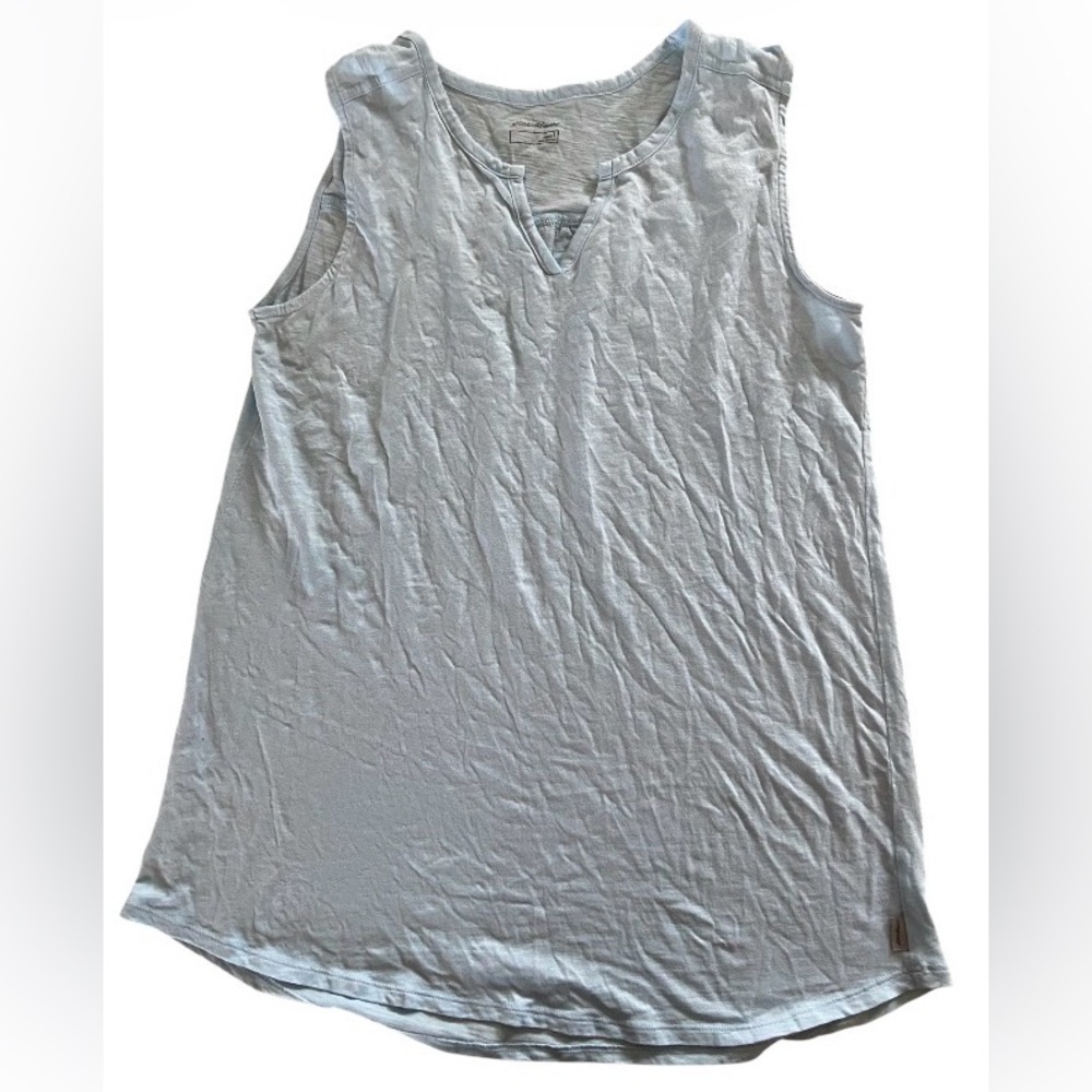 Eddie Bauer Light Blue Sleeveless Women's Top size L , cotton/Tencel blend, new